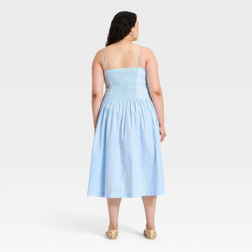 Women's Lace Trim Midi Dress - A New Day Light Blue 1X - Picture 2 of 4